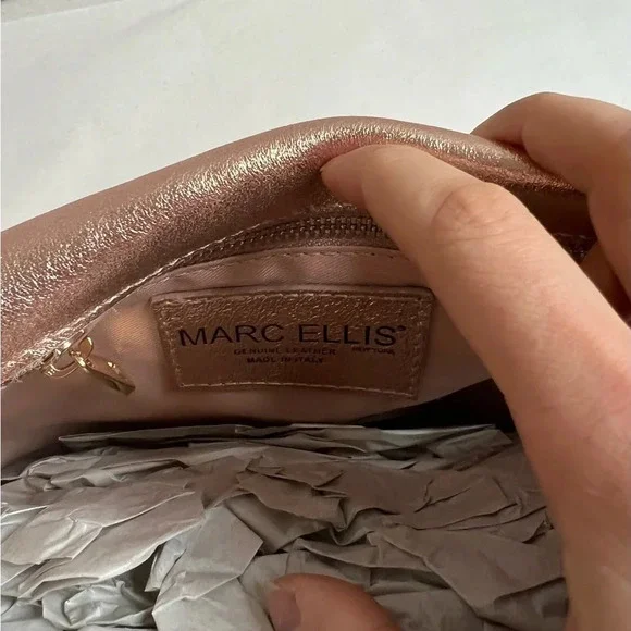 MARC ELLIS Leather Crossbody Shoulder Bag Metallic Pink Made in Italy - Picture 6 of 9